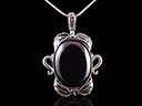 Large Vintage Silver & Onyx Egyptian Style Pendant
