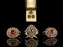 Antique Silver Gilt & Bohemian Garnet Earrings & Ring Set