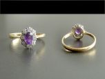 Antique 18ct Gold & Plat Amethyst & Diamond Cluster Ring