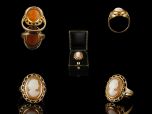 Vintage 9ct Gold Conch Shell Cameo Ring