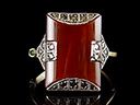 Vintage 9ct Gold & Silver Carnelian Art Deco Ring
