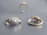 Vintage 9ct Gold Baguette Diamond Cluster Ring