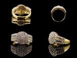 Vintage 9ct Gold 1.17CT Diamond Cluster Panel Ring
