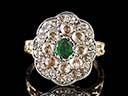 Georgian 15ct Gold Emerald & Diamond Cluster Ring