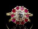 Antique 18ct Gold 1.25CT Diamond & Ruby Engagement Ring