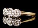 Antique 18ct Gold & Plat Diamond Trilogy Ring