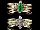 Vintage 18ct Gold Emerald & Diamond Dual Swivel Ring