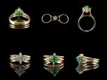 Vintage 18ct Gold Emerald & Diamond Dual Swivel Ring