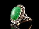 Georgian 15ct Gold Emerald Cabochon & Diamond Ring