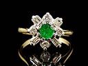 Vintage 18ct Gold Emerald & Diamond Art Deco Cluster Ring