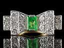 Vintage 18ct Gold Emerald & Diamond Art Deco Ring