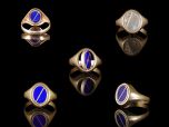 Men's Antique 9ct Gold & Enamel Swivel Signet Ring
