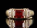 Vintage 9ct Gold Garnet & Diamond Art Deco Ring