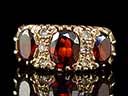 Vintage 9ct Gold Ruby Garnet & Diamond Trilogy Ring Thumbnail