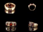 Vintage 9ct Gold Ruby Garnet & Diamond Trilogy Ring