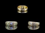 Antique 18ct Tri-Colour Gold Diamond Mizpah Ring All Angles
