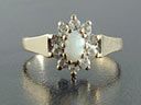 Vintage 9ct Opal & Diamond Cluster Ring 