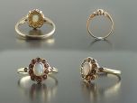 Vintage 18ct Gold Opal & Garnet Cluster Ring