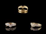 Vintage French 18ct Gold & Paste Herring Bone Ring