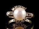 Vintage 14ct Akoya Pearl & Diamond Cluster Ring