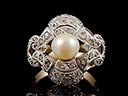 Antique 18ct Gold Pearl & Paste Art Deco Ring