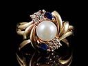 Vintage 14ct Gold Pearl Sapphire & Diamond Dress Ring