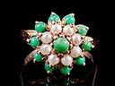 Vintage 9ct Gold Turquoise & Pearl Flower Ring