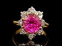 Vintage 18ct Pink Sapphire & Diamond Cluster Ring