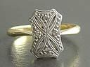 Vintage 18ct Gold & Plat Diamond Art Deco Ring 