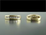 Vintage 18ct Gold & Plat 7 Baguette Diamond Half Eternity Ring
