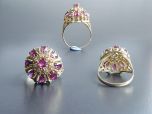 Vintage 14kt Ruby & Diamond Crown Ring