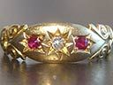 Antique 18ct Gold Ruby & Diamond Triple Set Ring