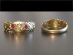 Antique 18ct Gold Ruby & Diamond Triple Set Ring