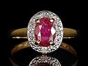 Vintage 18ct Gold Ruby & Diamond Art Deco Cluster Ring
