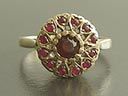 Vintage 9ct Gold Ruby & Garnet Hearts Ring
