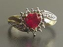 Vintage 9ct Yellow Gold Ruby & Diamond Heart Ring