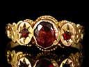 Antique 9ct Gold Ruby Art Nouveau Trilogy Ring
