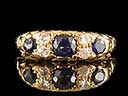 Antique 18ct Gold 5 Stone Sapphire & Diamond Ring