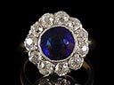Antique 18ct Gold & Plat Sapphire & Diamond Cluster Ring