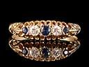 Antique 9ct Gold Sapphire & Diamond Ring