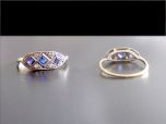 Vintage 18ct Gold & Plat Diamond & Sapphire Art Deco Ring