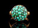 Antique 9ct Rose Gold Turquoise Panel Ring