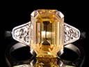 Vintage 18ct W/Gold Citrine & Diamond Art Deco Engagement Ring