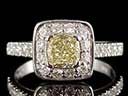 Vintage 18ct W/Gold Fancy Yellow Diamond Art Deco Ring