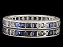 Vintage 18ct White Gold Sapphire & Diamond Art Deco Full Eternity Ring