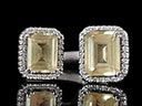 Vintage 18ct White Gold Double Citrine & Diamond Ring