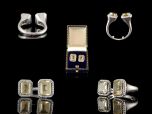 Vintage 18ct White Gold Double Citrine & Diamond Ring