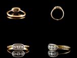 Vintage 18ct Gold 0.26CT Diamond Art Deco Trilogy Ring 