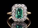 Vintage 18ct Gold Blue Zircon & Diamond Art Deco Ring
