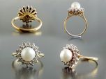 Vintage 18ct Gold Akoya Pearl & Diamond Cluster Ring